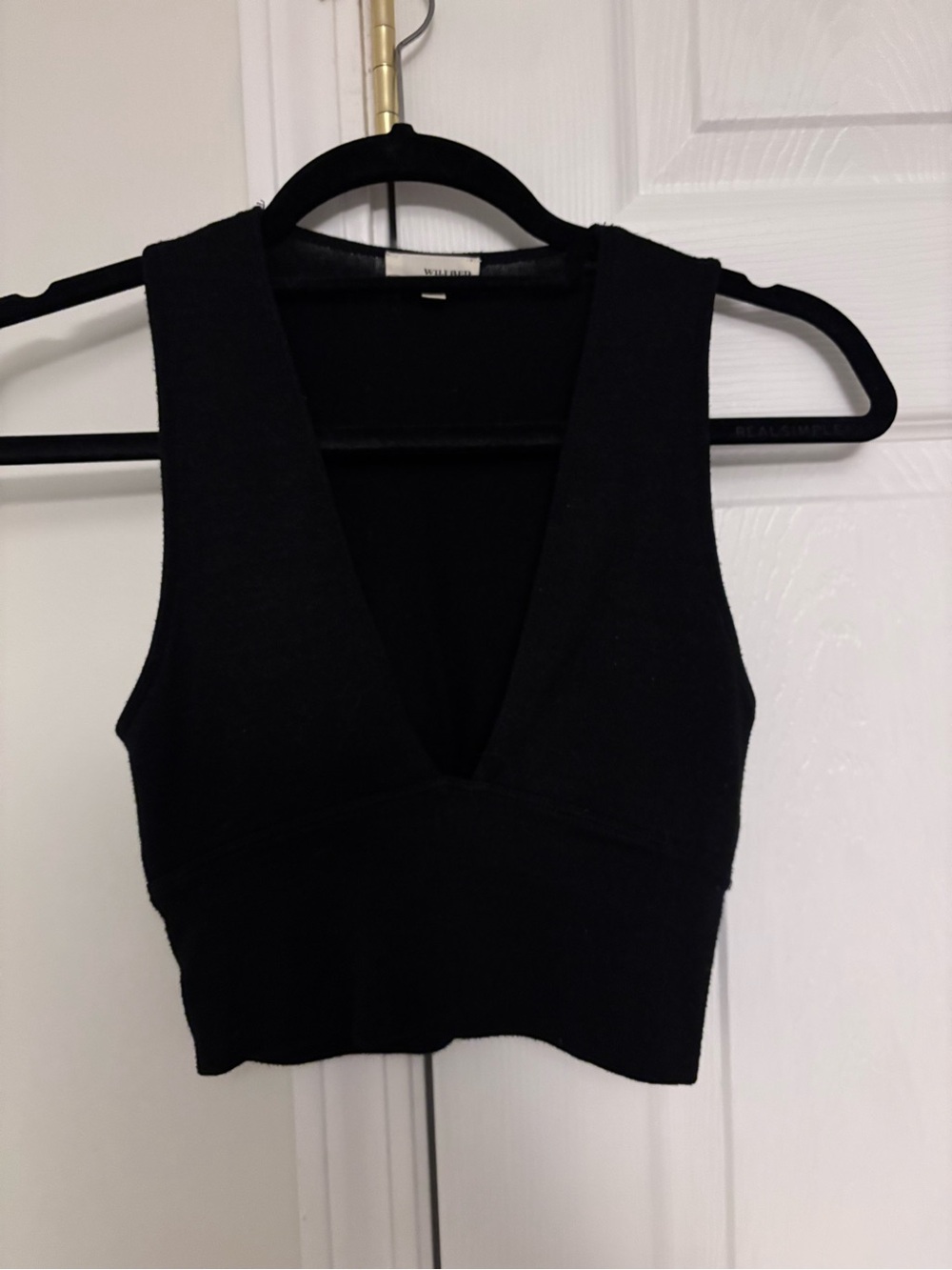 Wilfred Black Plunging V Knit Crop Top